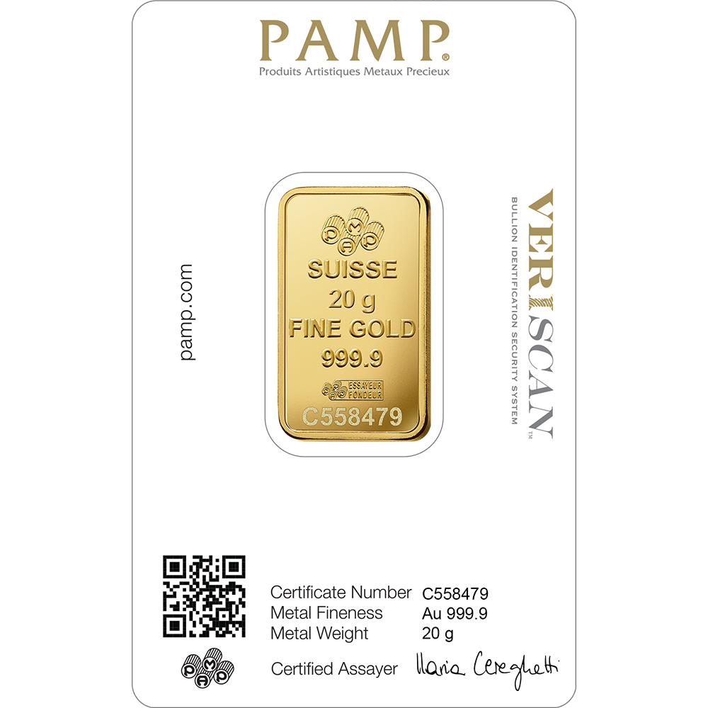PAMP 20g Gold Bar - Lady Fortuna